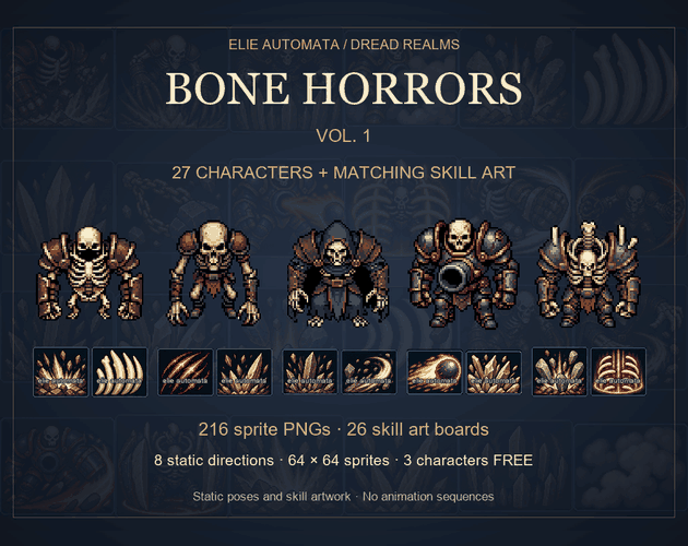 27 Dark Fantasy Characters — Bone Horrors — Vol. 1 + Skill Art 대표 이미지