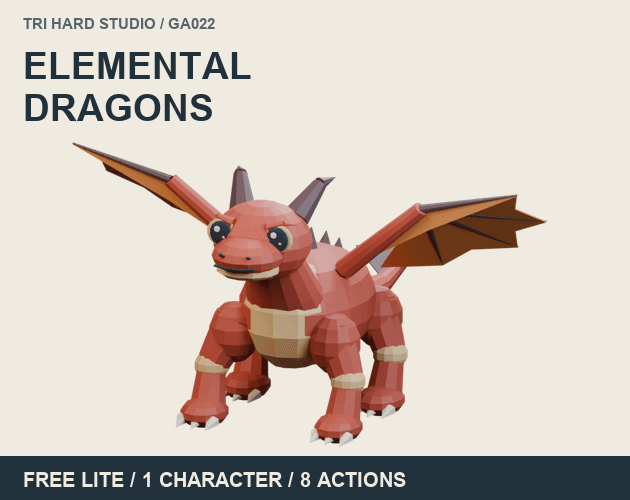 FREE Elemental Dragon Companions Lite - Ember Drake | 8 Animations - GA022 대표 이미지